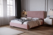 Łóżko tapicerowane z marszczonym zagłówkiem 81247 - tkanina 50166